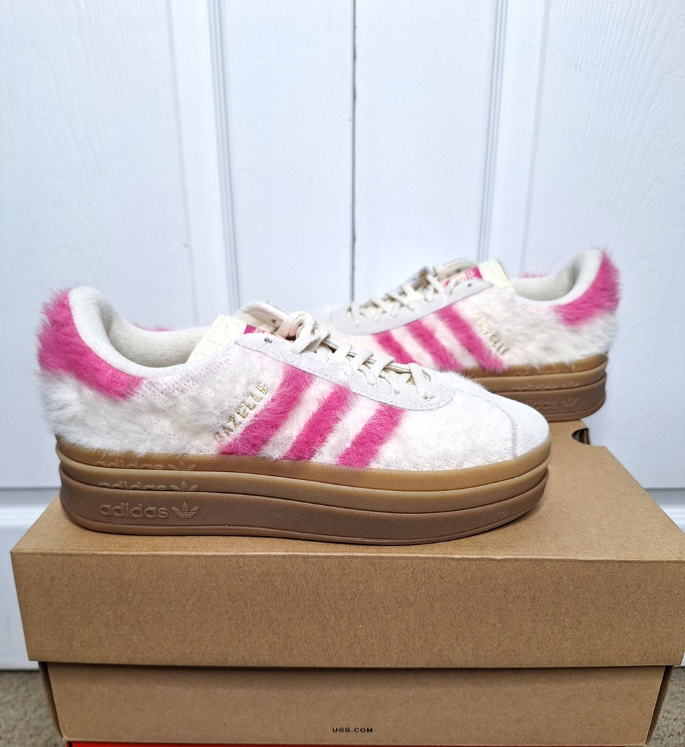 Adidas Gazelle Bold Cream White Shock Pink Gold Metallic JS3908 sz 7.5 Women's